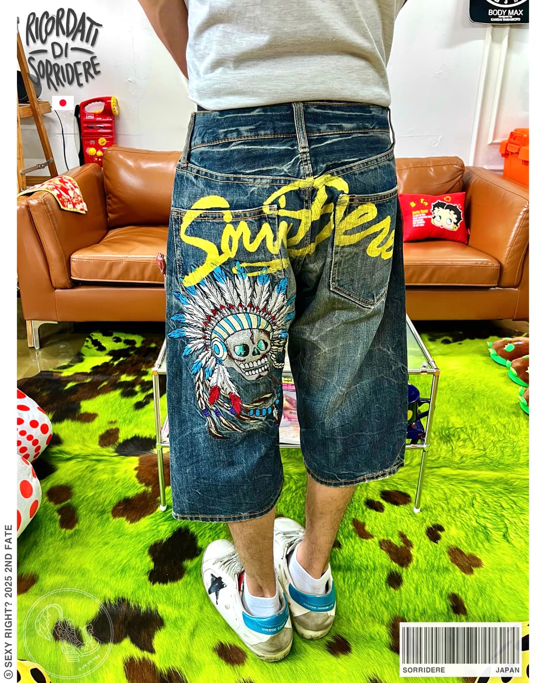 Sorridere Indian Skull Embroidery Shorts 상품이미지1