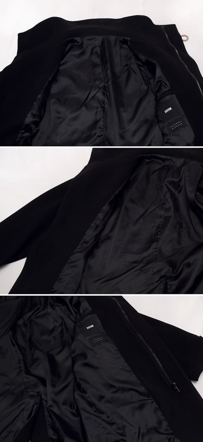 시스템 옴므 울캐시미어 집업 하이넥 더플 오버 코트 (100-105) 상품이미지7