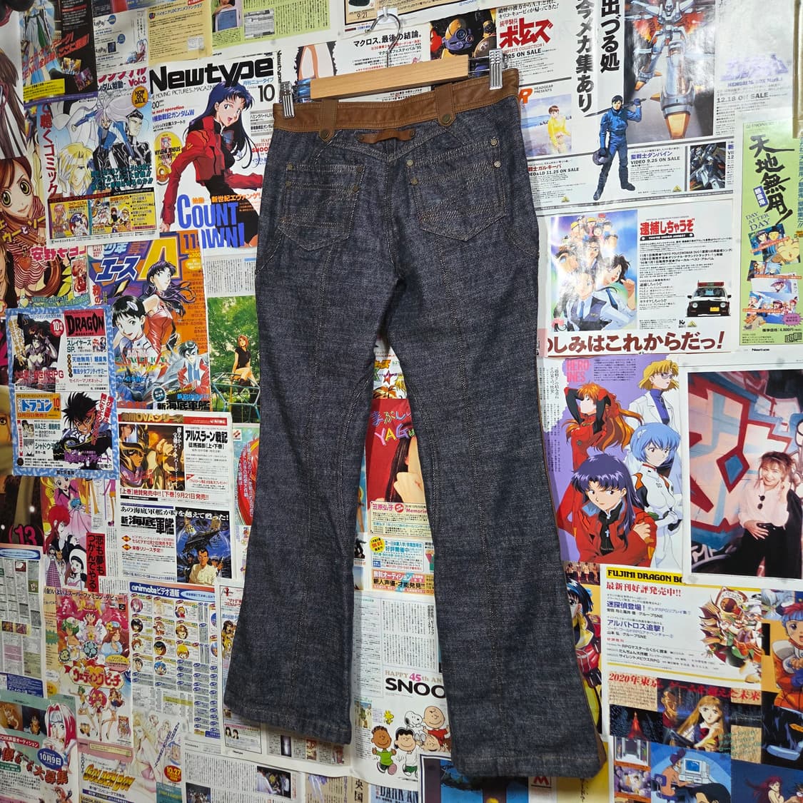 빈티지 생지 절개라인 소가죽 로우라이즈 부츠컷 팬츠 상품이미지5