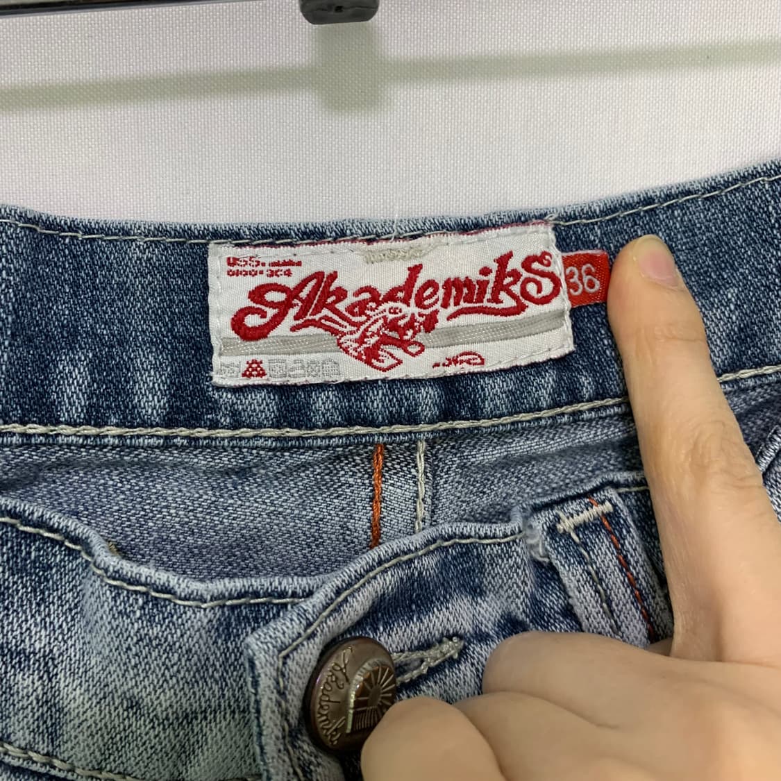 아카데믹스 00s 연청 워싱 데님 팬츠 오리엔탈 자수 빈티지 청바지 36 상품이미지10