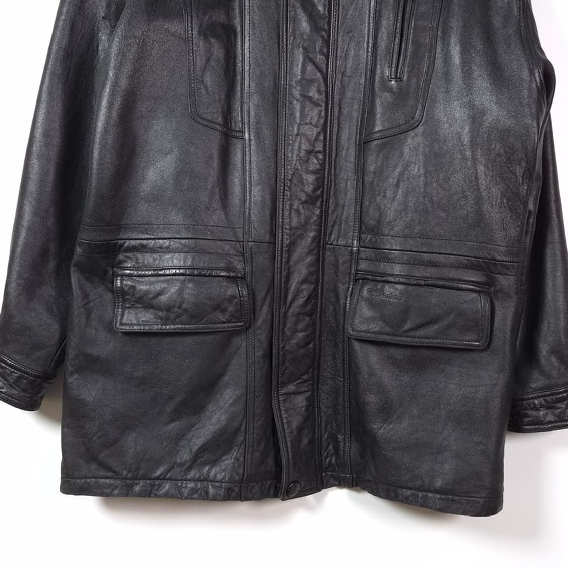 빈티지 리얼 램스킨 하이넥 레더 워크 자켓 L 상품이미지4