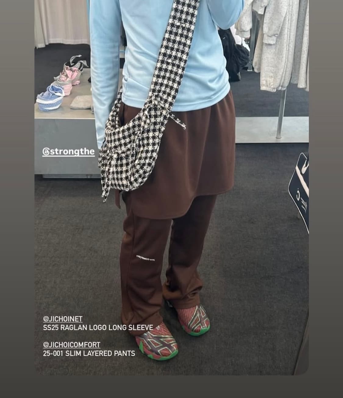 jichoi comfort 지초이 컴포트 레이어드 팬츠 브라운 상품이미지1