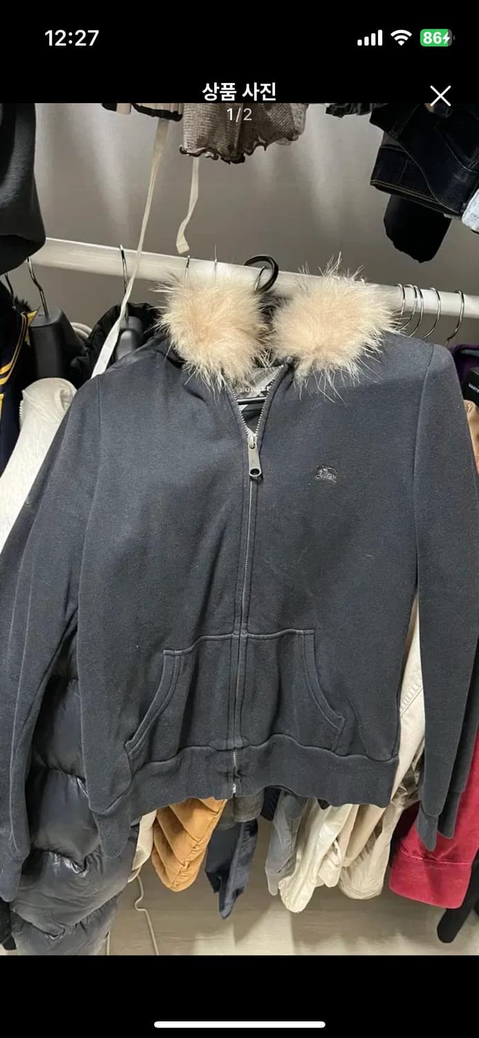 버버리 블루라벨 퍼 후드집업 상품이미지1