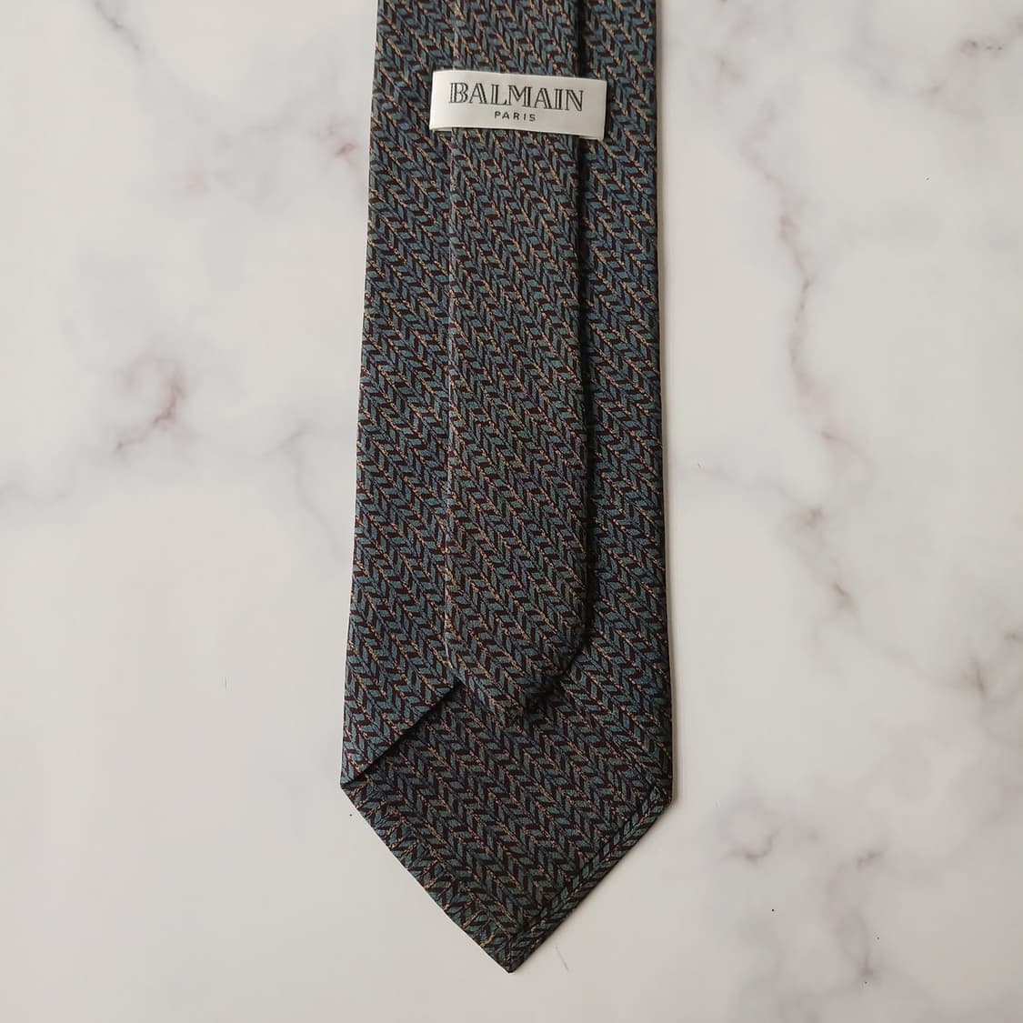 BALMAIN 발망 실크 브라운 패턴 넥타이 9.5cm A+등급 E900 상품이미지8