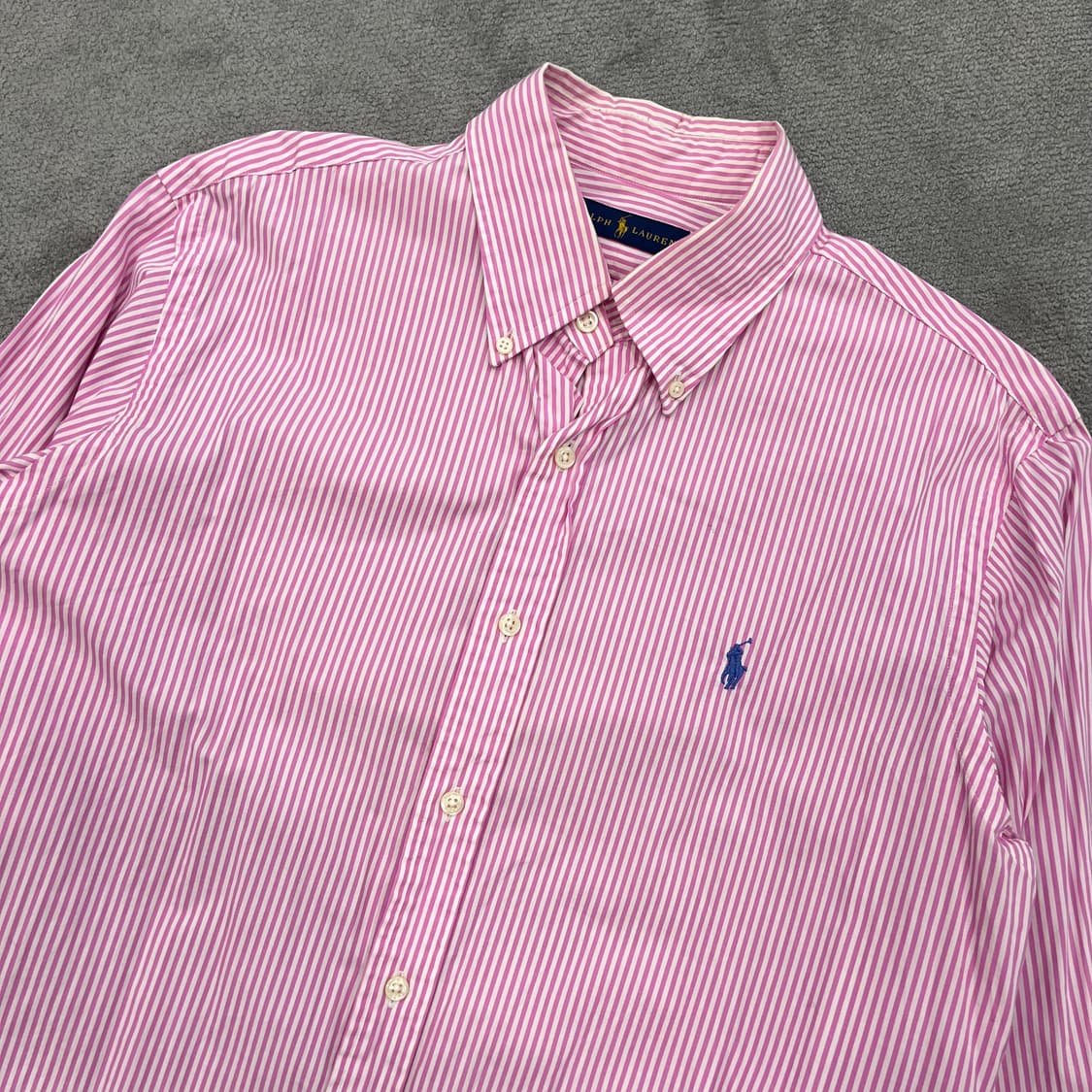 100 폴로 랄프로렌 스트라이프 셔츠 분홍색 상품이미지2
