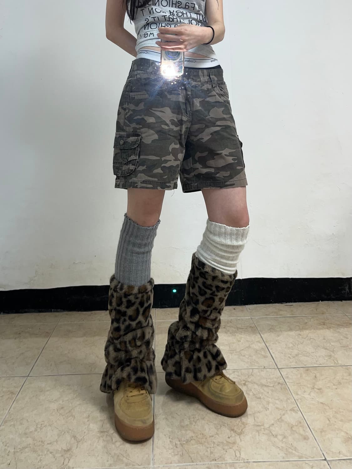 Y2K 카모 버뮤다 팬츠 상품이미지5