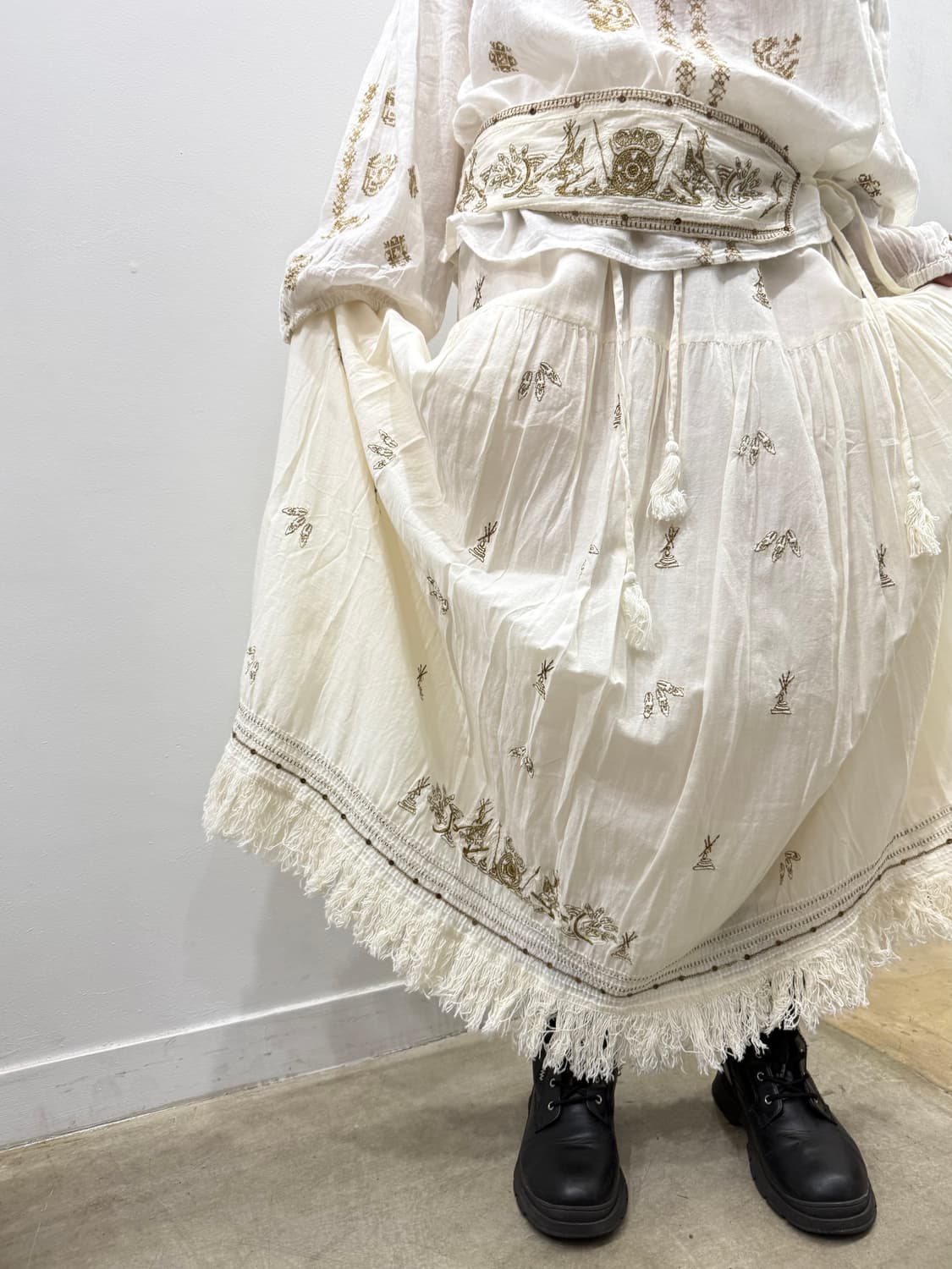 GOA 보헤미안 스트랩 디테일 롱 스커트 상품이미지2