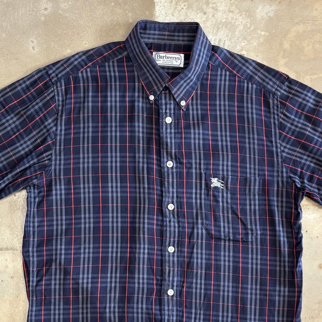 M 버버리 네이비 노바체크 반팔 셔츠 상품이미지1