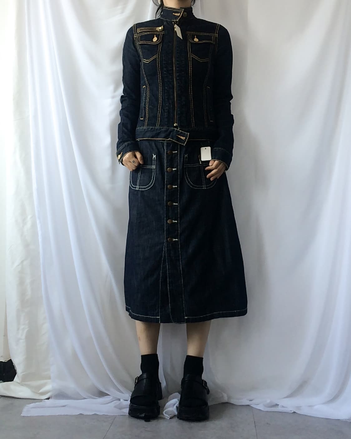 Stitch point high neck denim jacket 상품이미지6