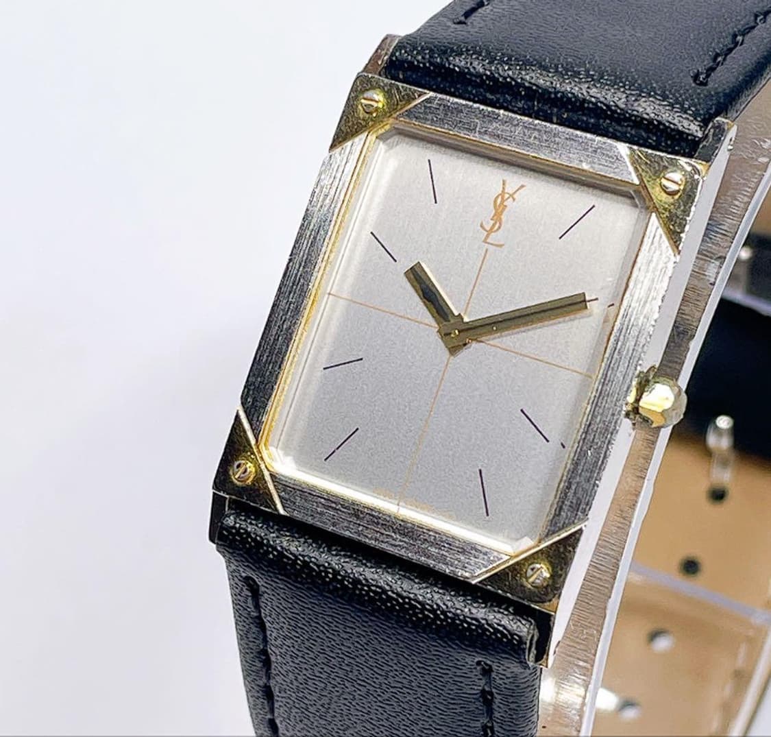 입생로랑 생로랑 빈티지 사각 금장 가죽 시계 클래식시계 빈티지시계 상품이미지1