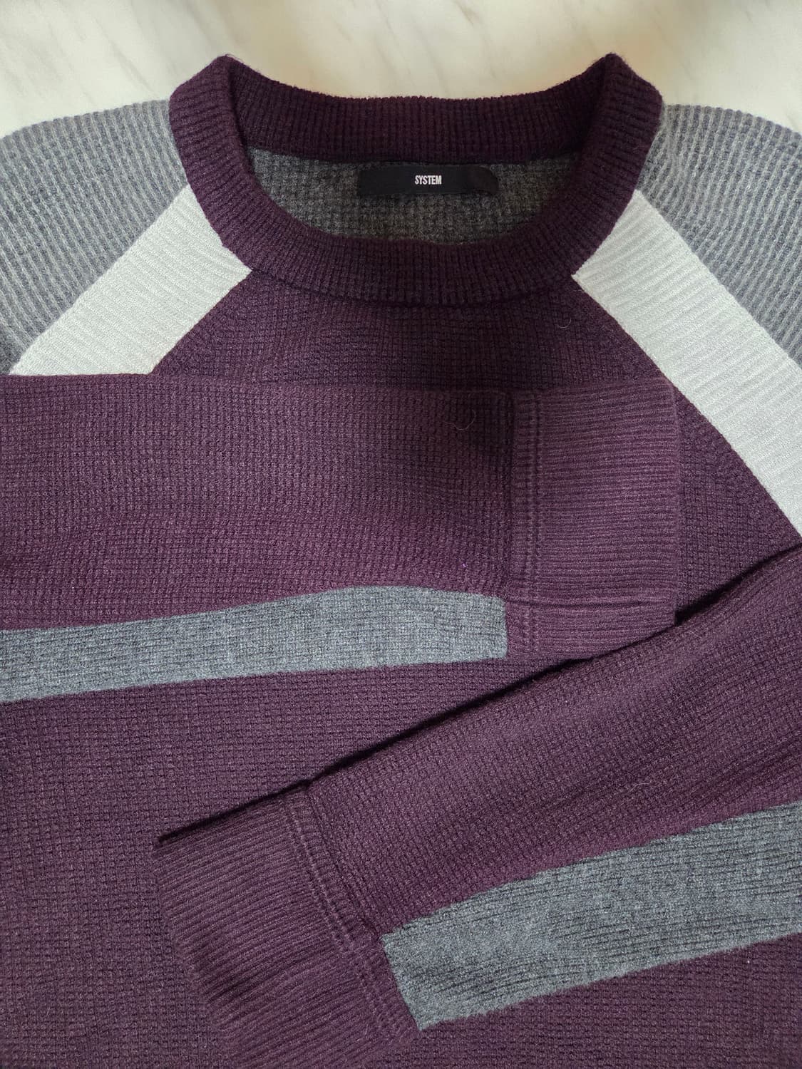 시스템옴므 버건디 배색 니트 상품이미지3