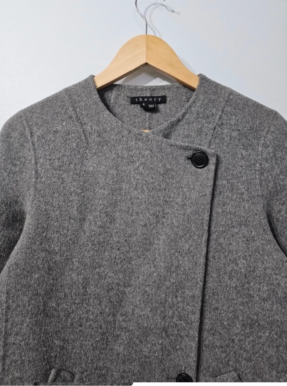 한섬 띠어리 Theory 회색 울 캐시미어 오버핏 코트 ~66 상품이미지4