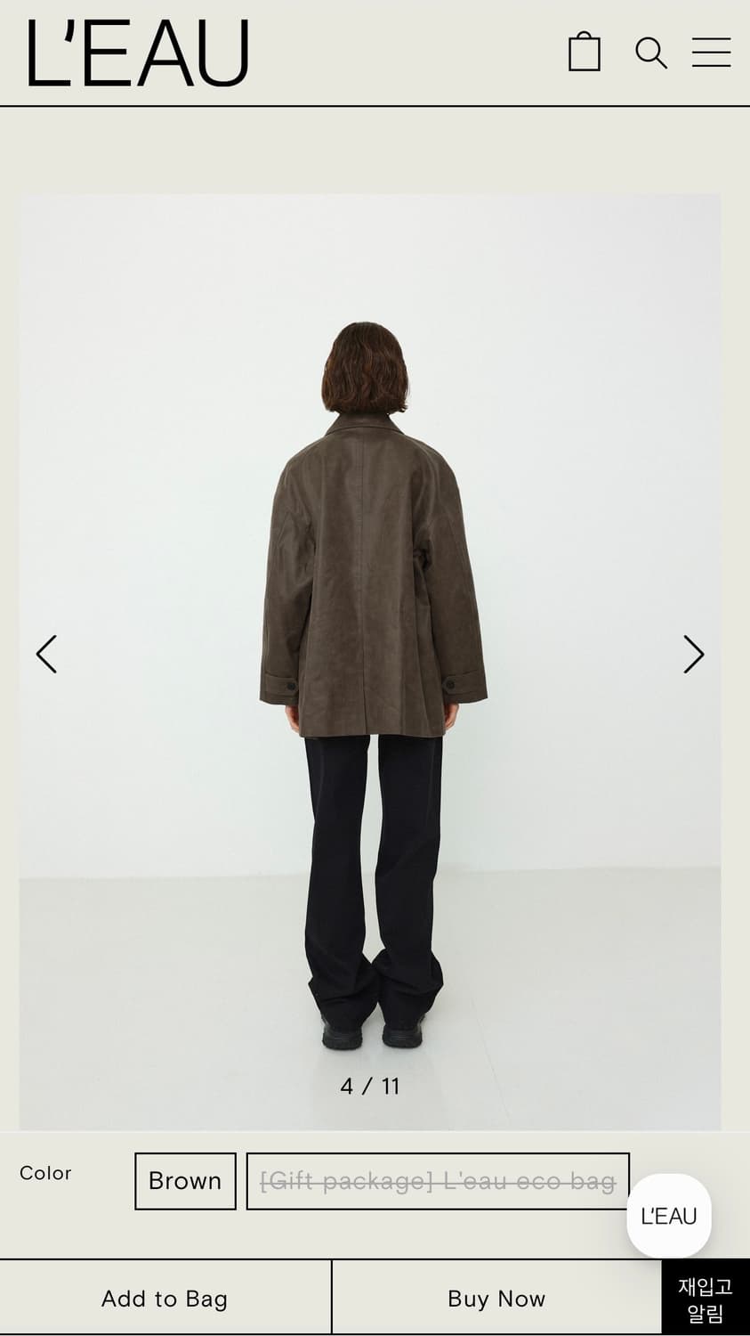 L’eau 로우 textured leather jacket 상품이미지2