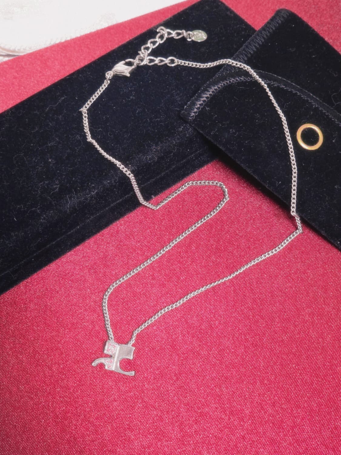 실버 쿠레쥬 목걸이 핑크큐빅 상품이미지1