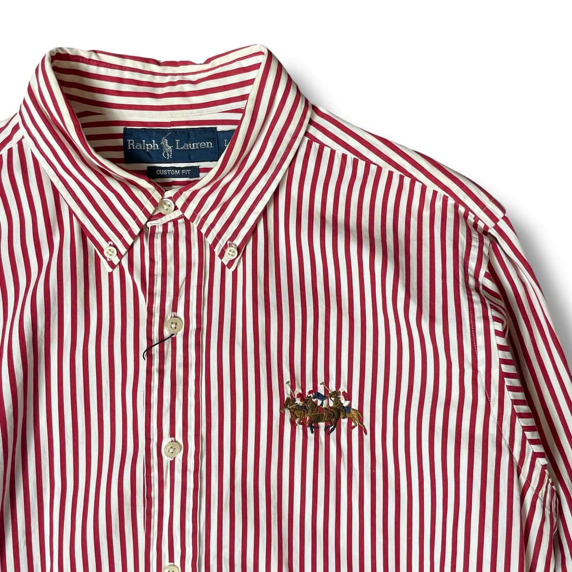 폴로랄프로렌 빅로고 커스텀핏 레드 스트라이프 셔츠 L 상품이미지3