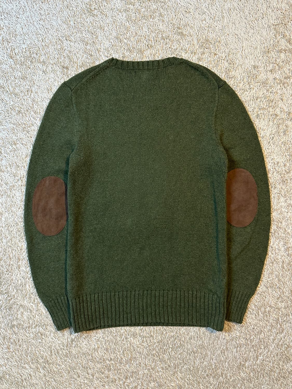 폴로 랄프로렌 POLO 버건디포니 엘보패치 코튼 니트 카키 상품이미지3