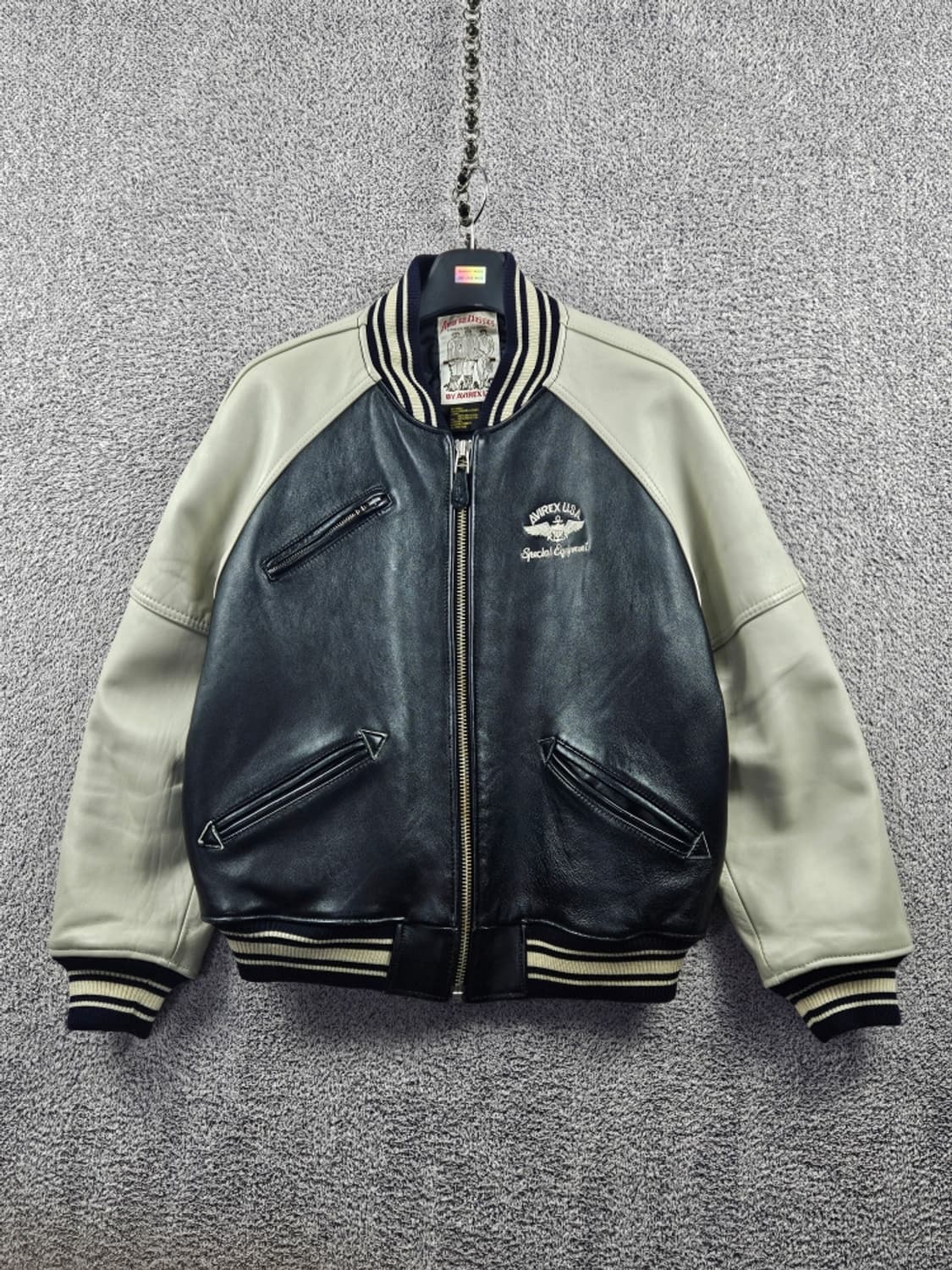 아비렉스 아이콘 가죽 배색 블루종 자켓 ( M ) / 10979 상품이미지2