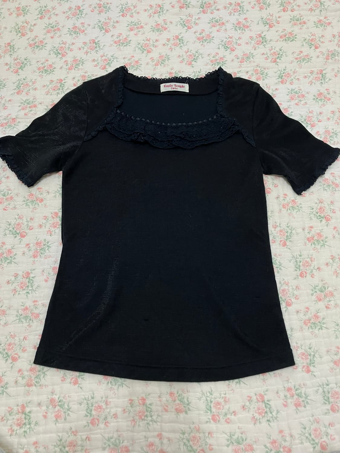 빈티지 블랙 크로셰 레이스 반팔 1109 모리걸 y2k 스트릿 갸루 펑키 상품이미지8