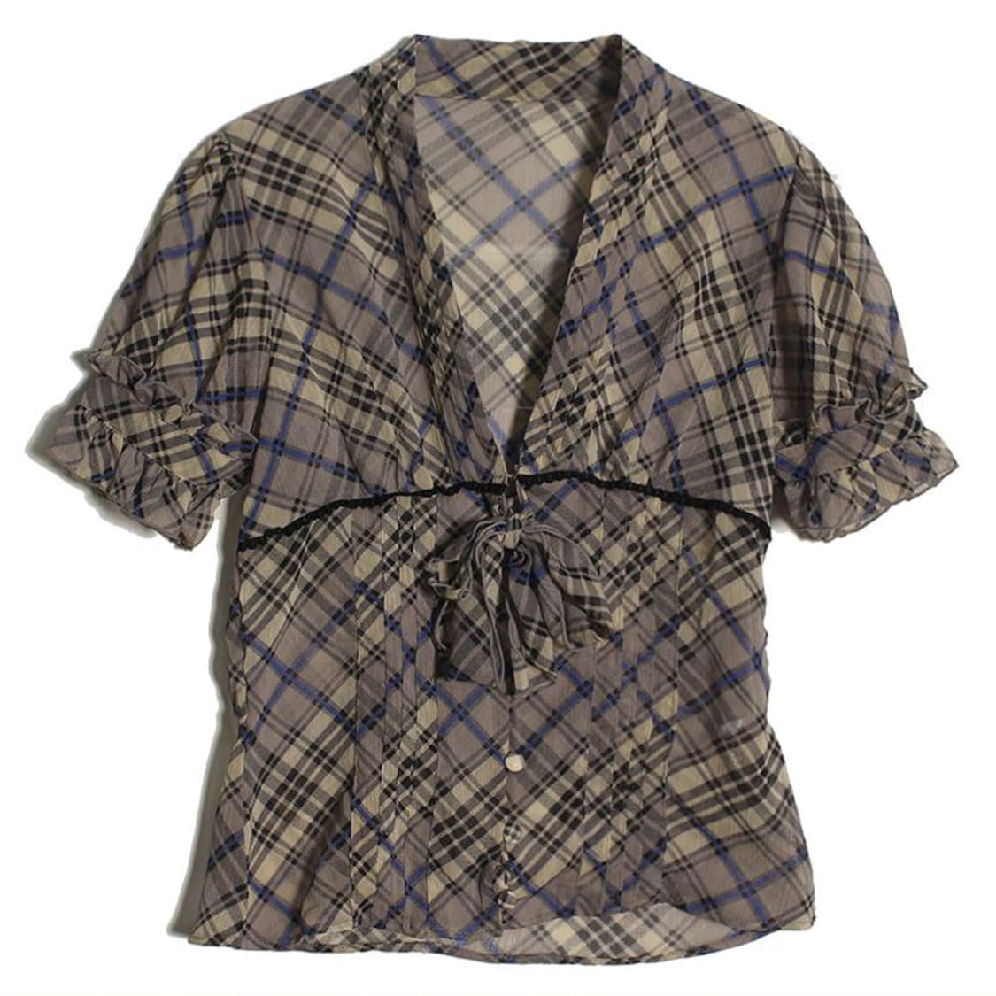 vintage frill check blouse 상품이미지1