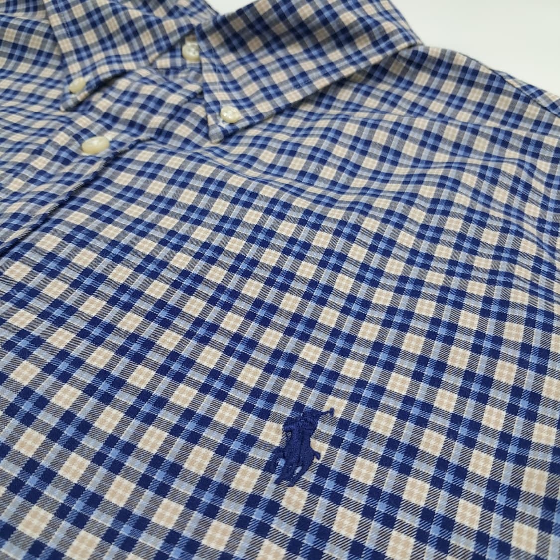 Co508 2XL 폴로 랄프로렌 블루 테터솔 QR 긴팔 셔츠 남방 상품이미지7