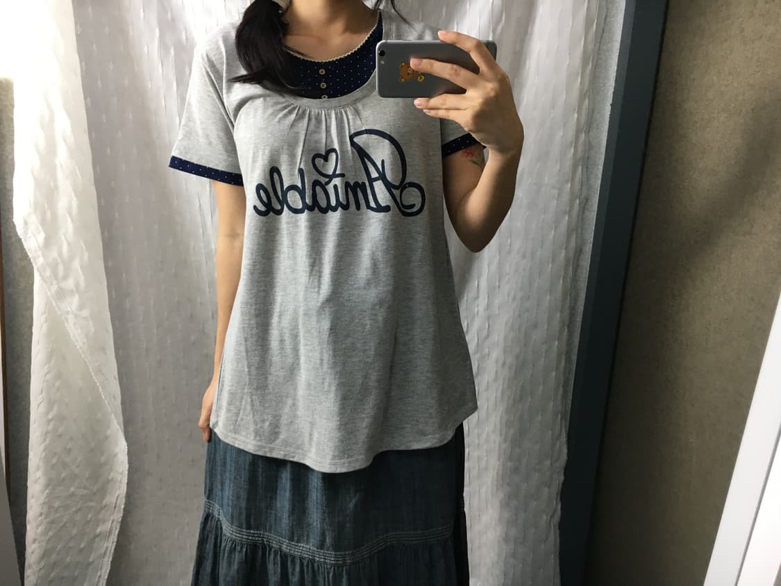 그레이 도트 레이어드 티셔츠 상품이미지2