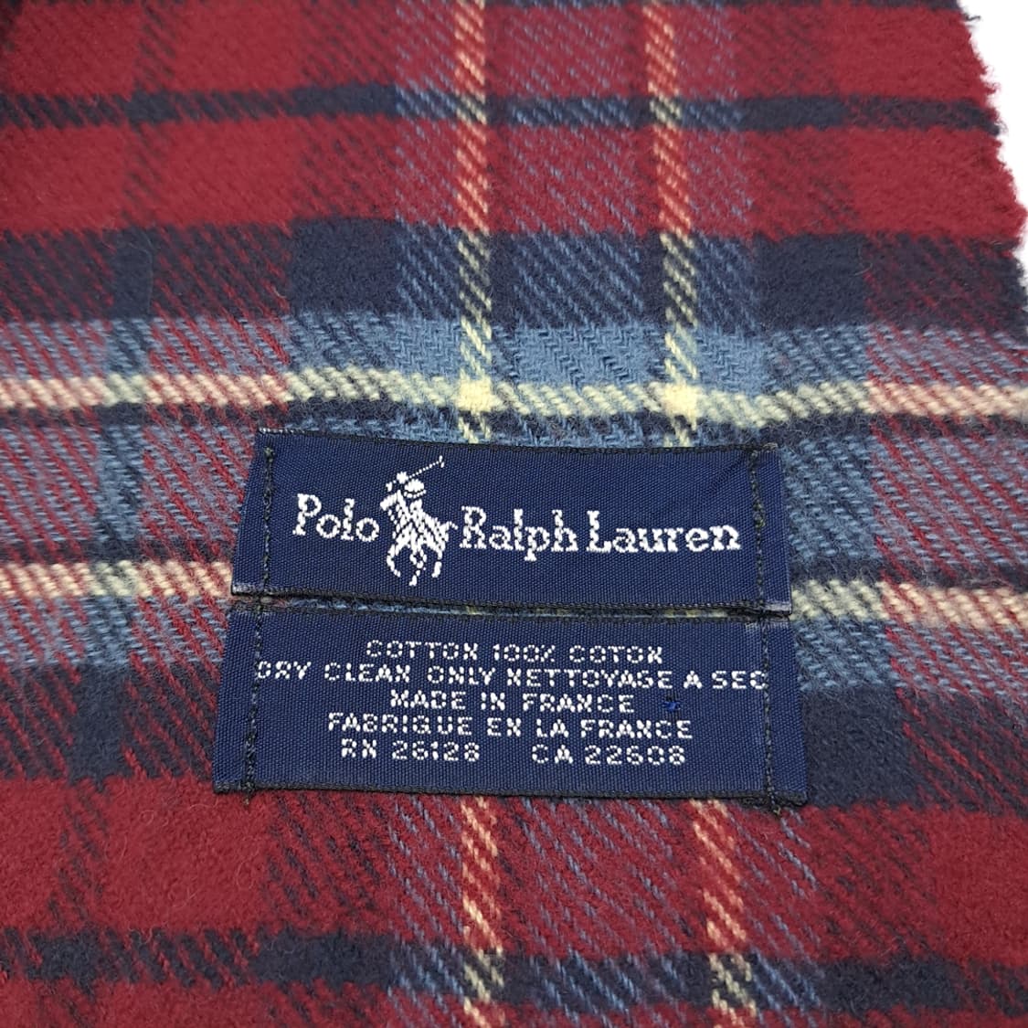 MX528 폴로 90s 프랑스판 코튼 타탄 레드 머플러 목도리 상품이미지4