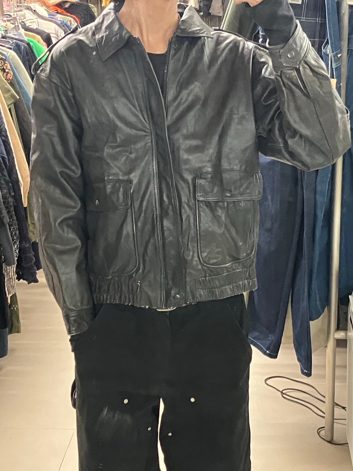 VTG 빈티지 양가죽 봄버 자켓 L 상품이미지8