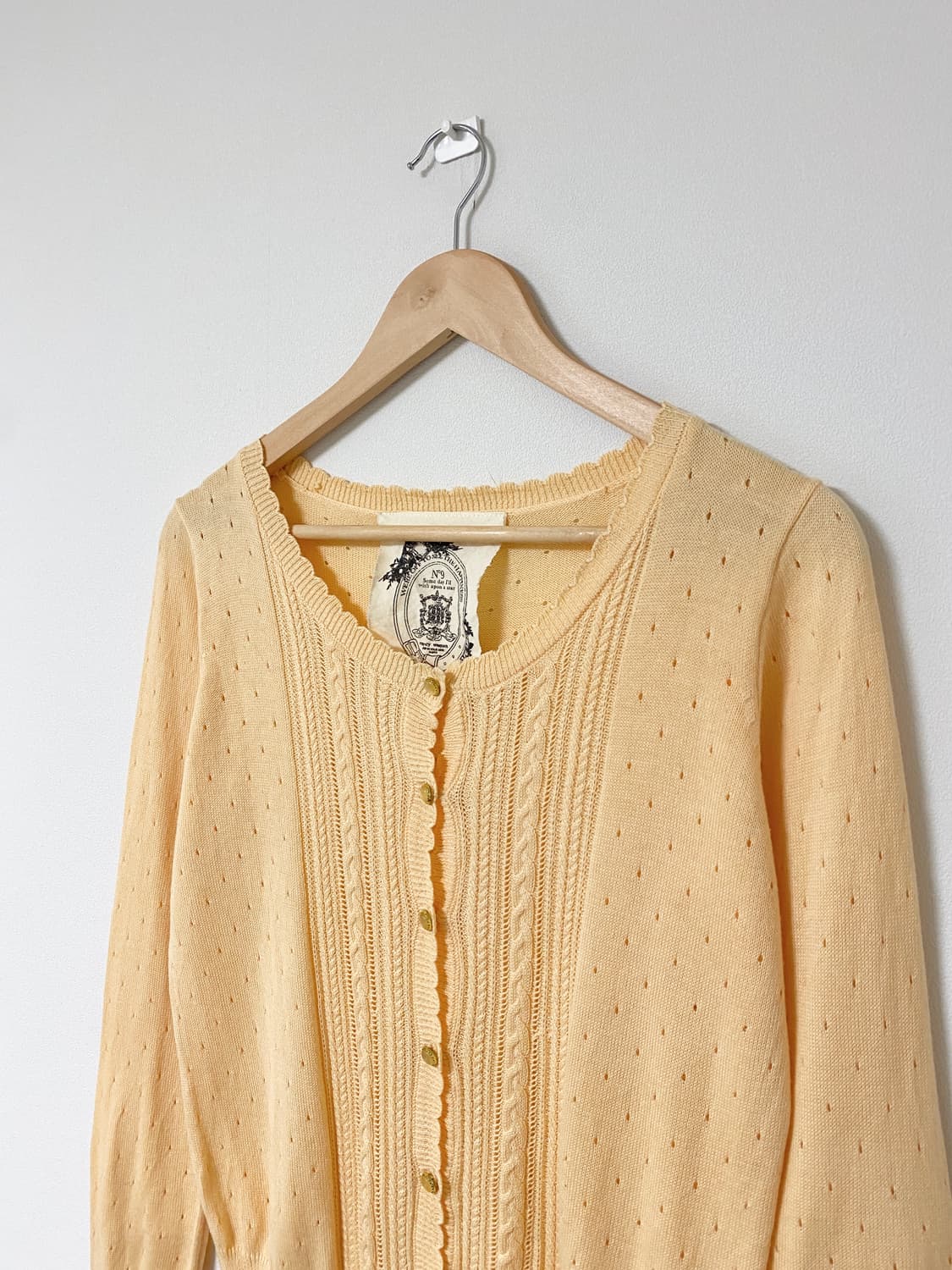 Butter Yellow Eyelet Knit Cardigan 상품이미지2