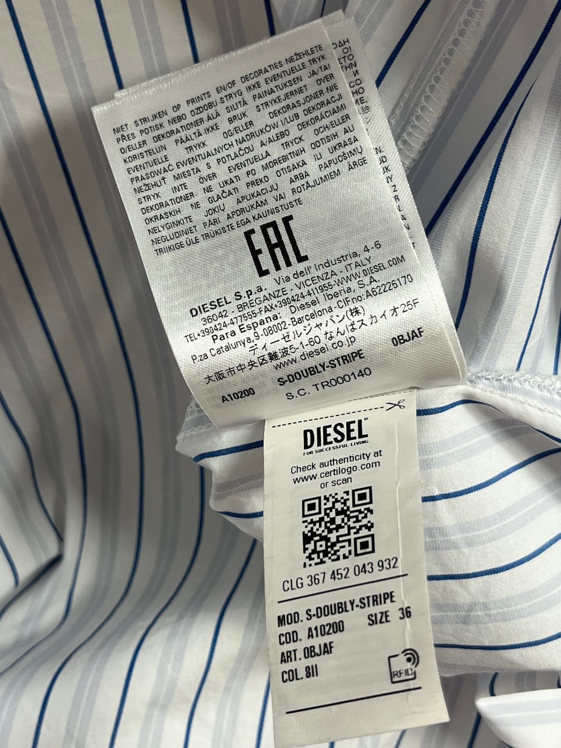 Diesel double stripe logo poplin shirt 상품이미지4