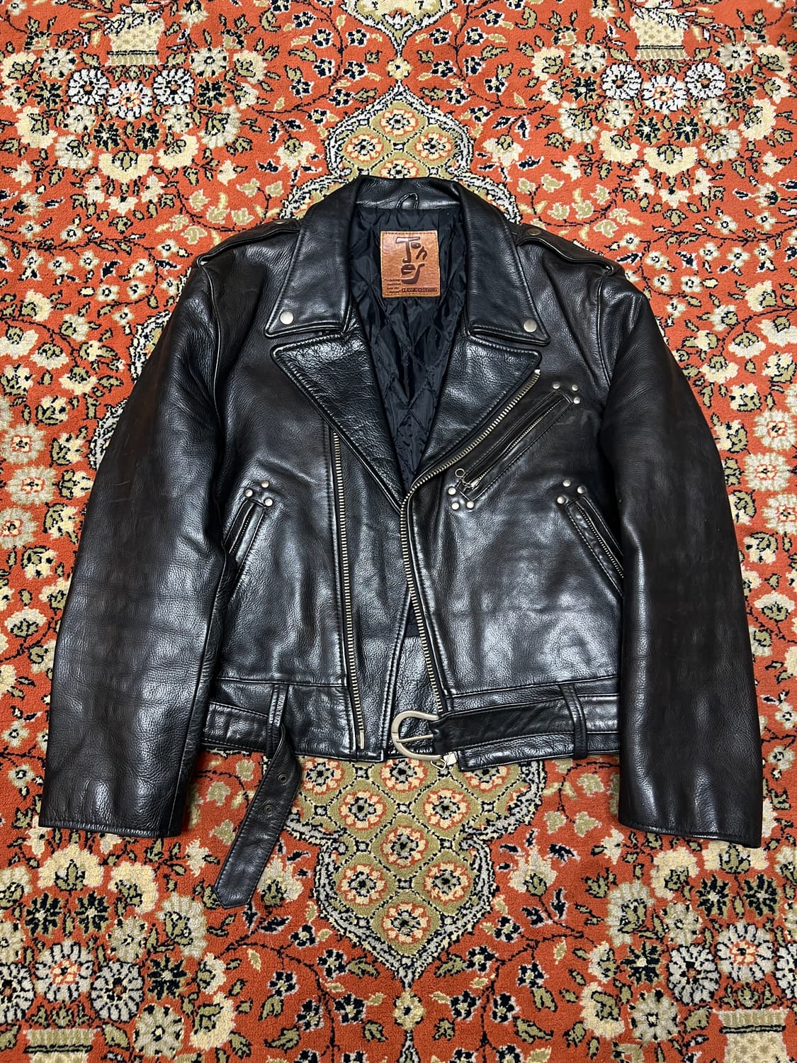 [L] 빈티지 소가죽 더블 라이더 자켓 블랙 상품이미지1