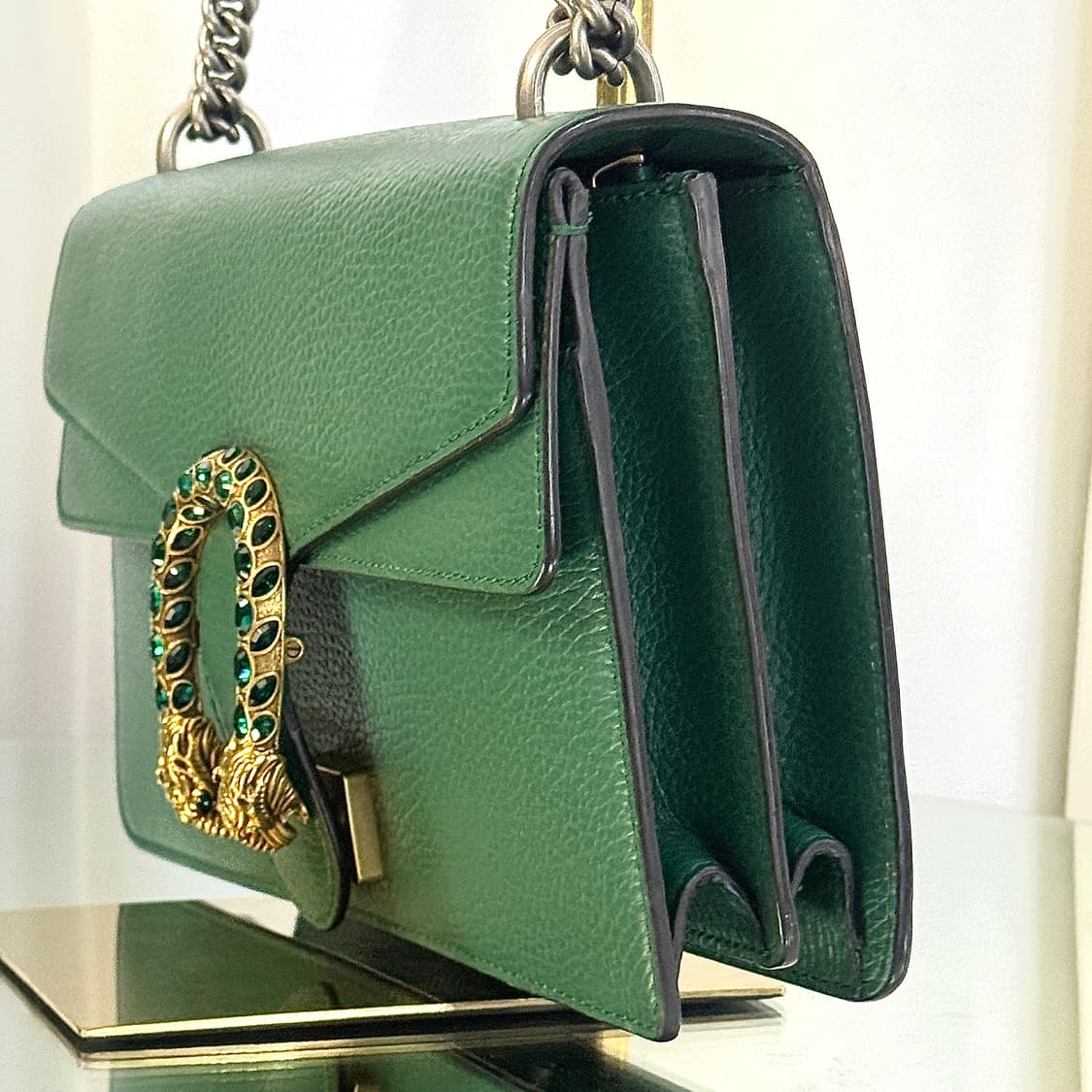 [정품] 구찌 디오니서스 그린 레더 스몰 숄더백 400249 상품이미지4