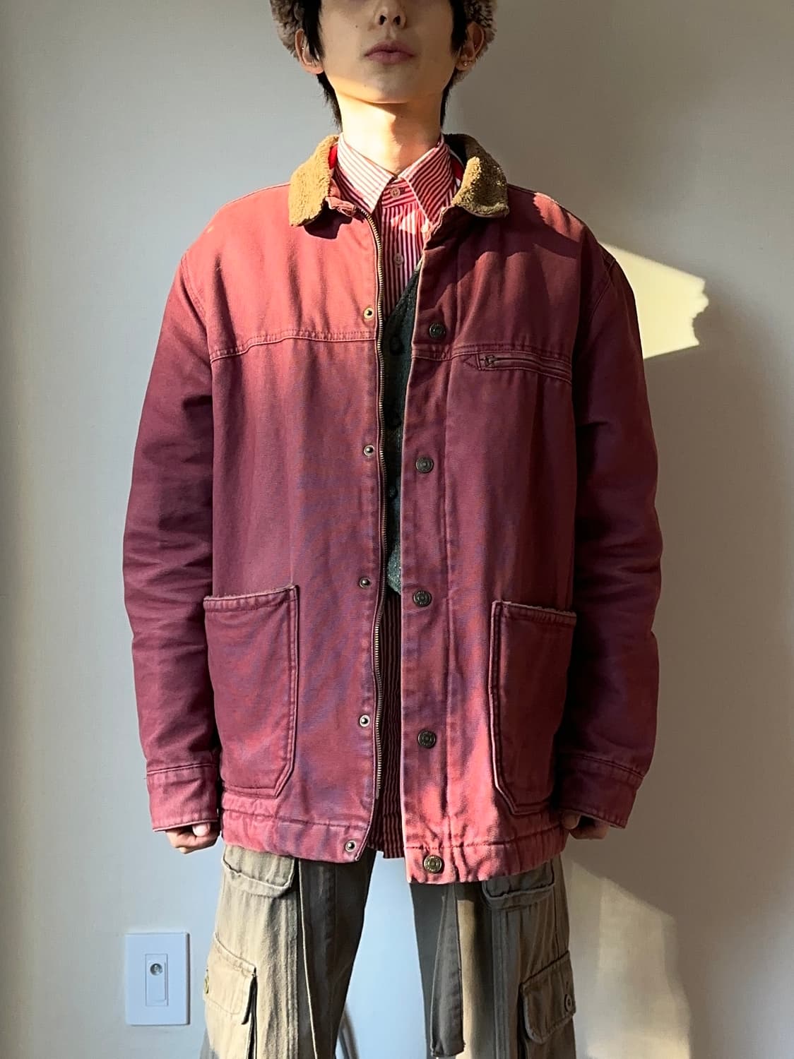 Pull & Bear 버건디 쉐르파 초어 자켓 상품이미지6