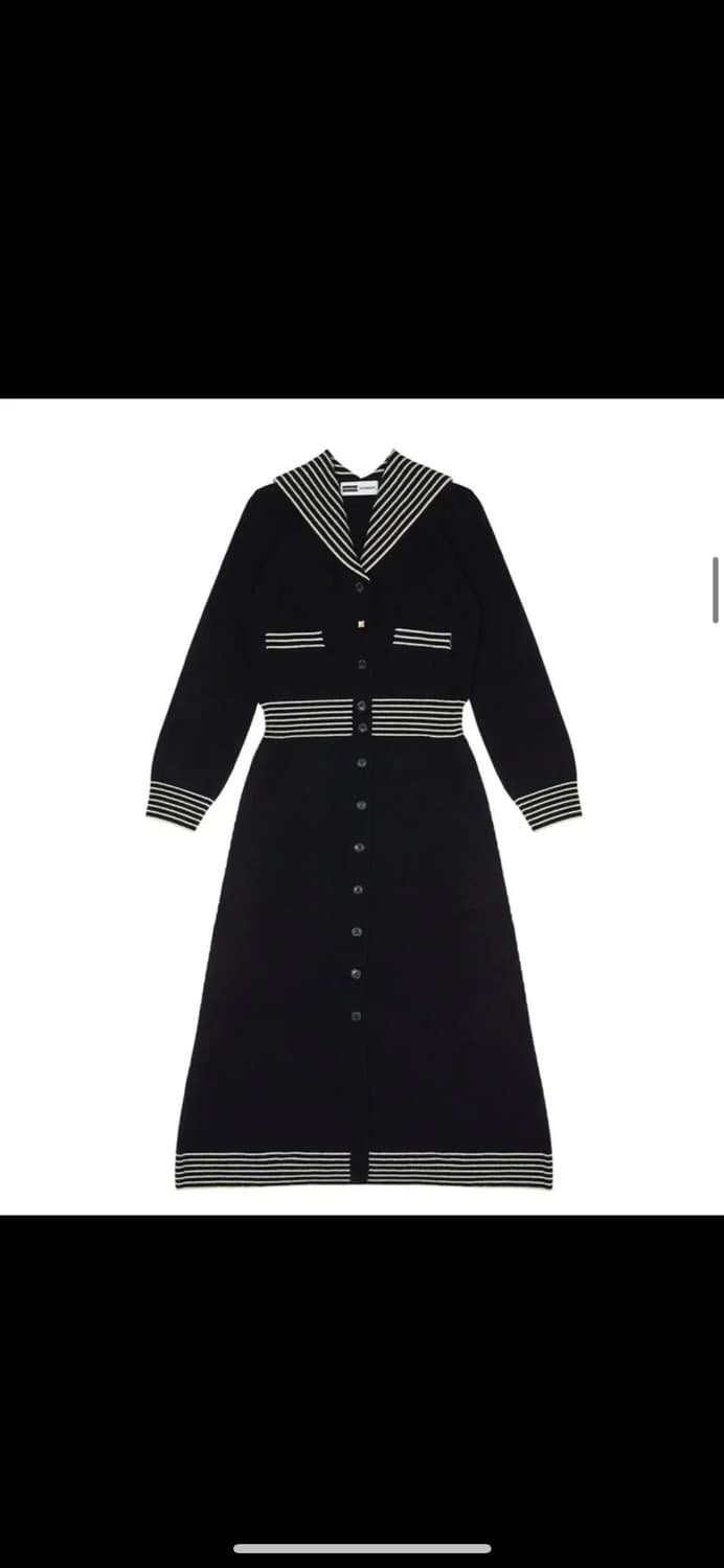 잉크 세일러 칼라 니트 원피스 블랙 상품이미지2