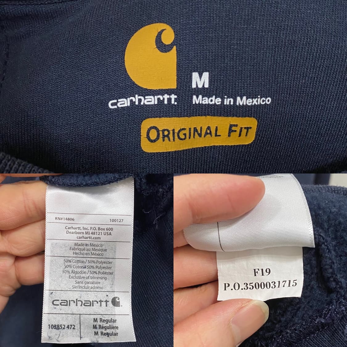 칼하트 포켓 기모 맨투맨 네이비 상품이미지5