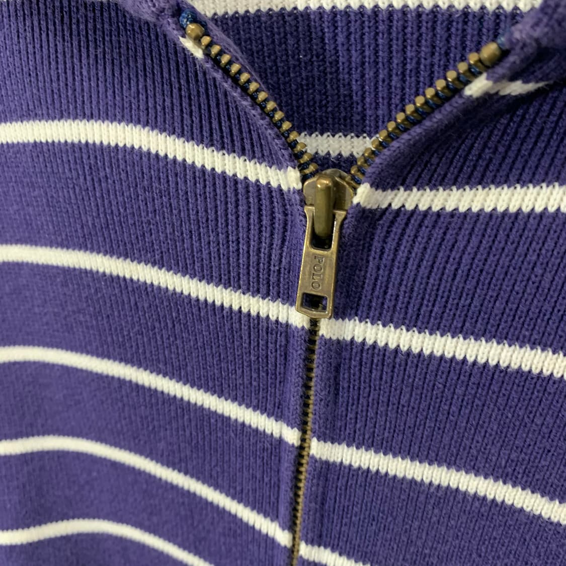 폴로 코튼 스트라이프 후드 니트집업 상품이미지6