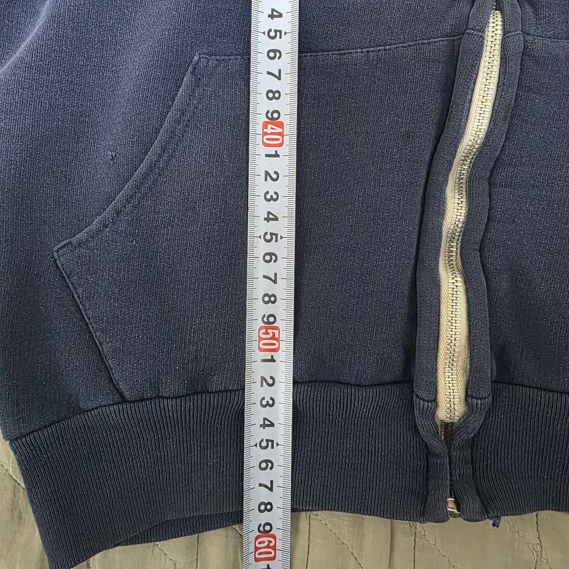 [L] 70s 빈티지 노브랜드 트래쉬드 후드집업 네이비 상품이미지9