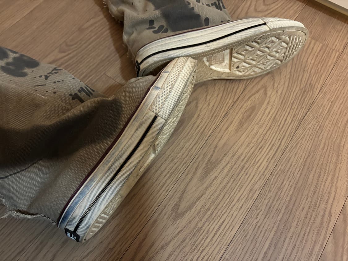 새상품급 루즈핏 셔링 캔버스 레터링 밀리터리 카모 갸루 롱부츠 루 상품이미지10