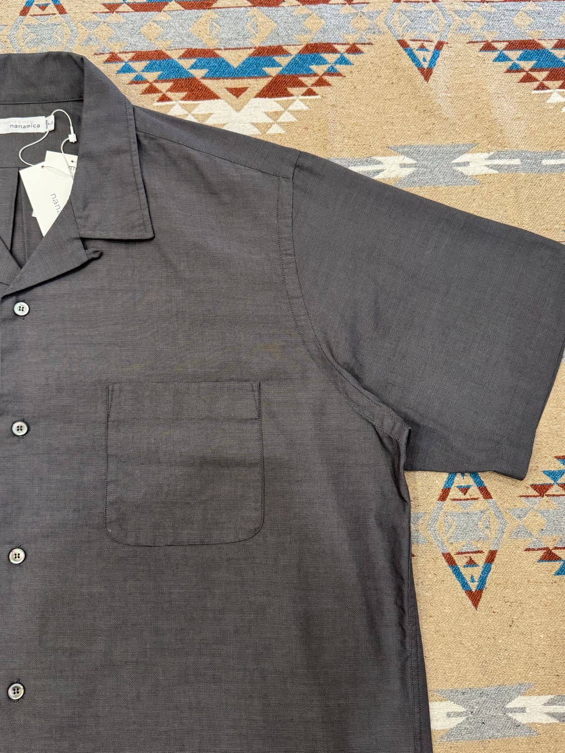 [M][100] 나나미카 오픈카라 파나마 숏슬리브 셔츠 헤더 그레이 상품이미지3