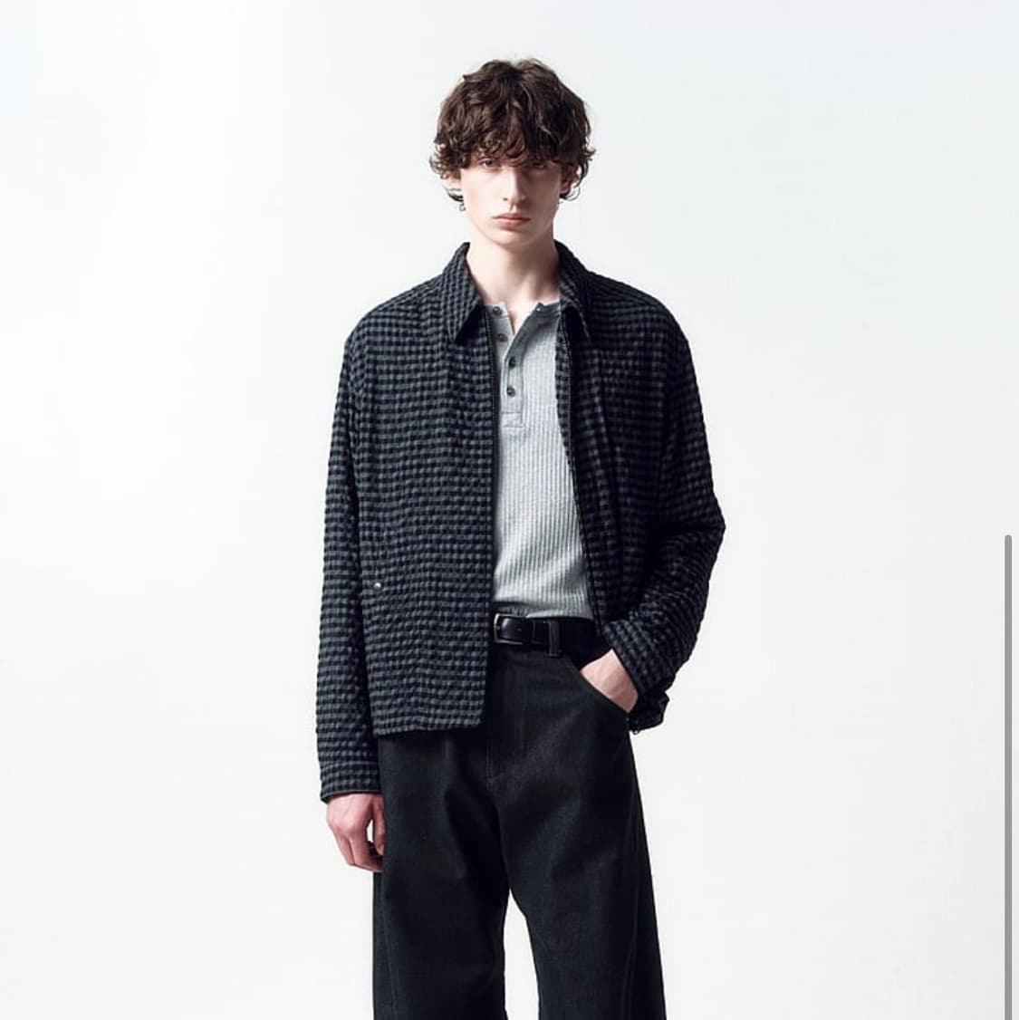 INSILENCE 링클 체크 집업 자켓 L 새상품 상품이미지3