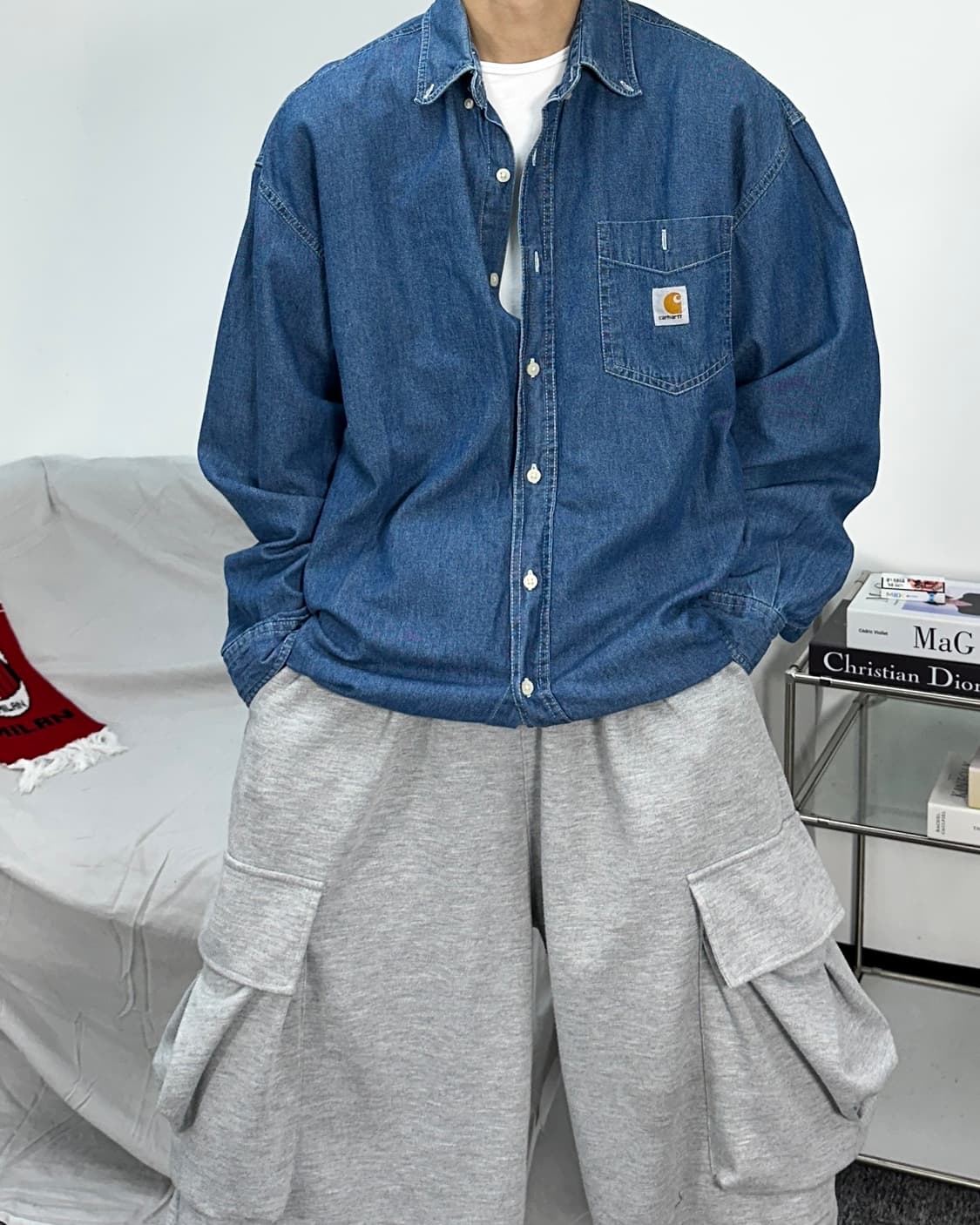 칼하트 90s 중청 데님 셔츠 L 상품이미지1