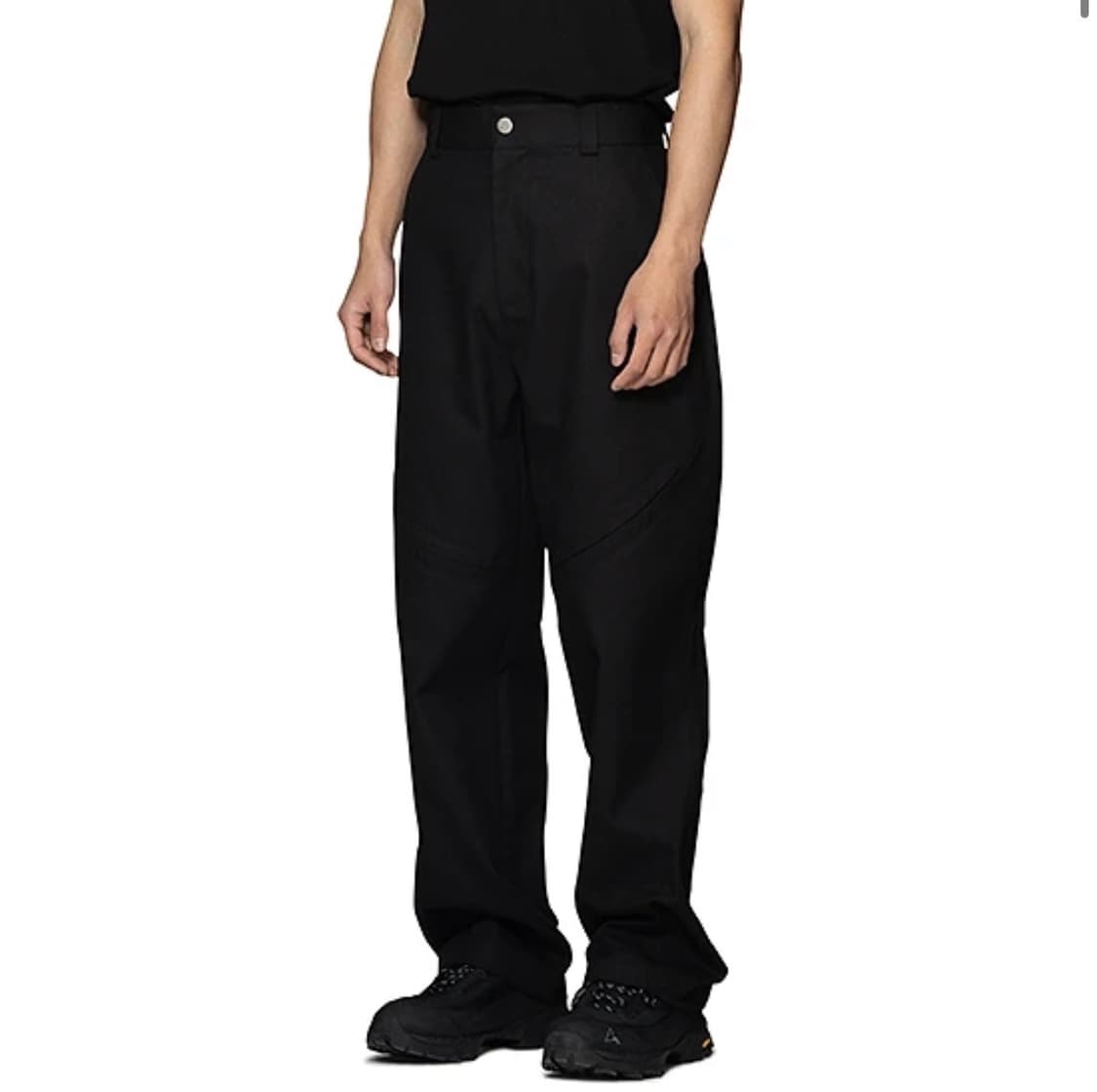 [L] 프리커 블랙 klopman 클롭만 슬릿 팬츠 블랙 새상품 상품이미지2