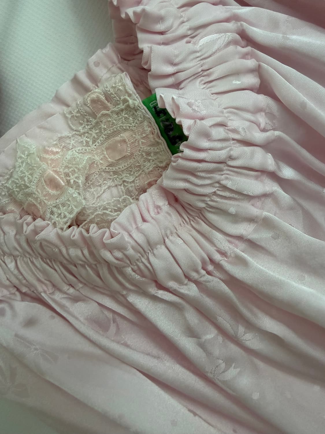 빈티지 연핑크 딸기우유 리본 레이스 미디스커트 롱스커트 상품이미지4