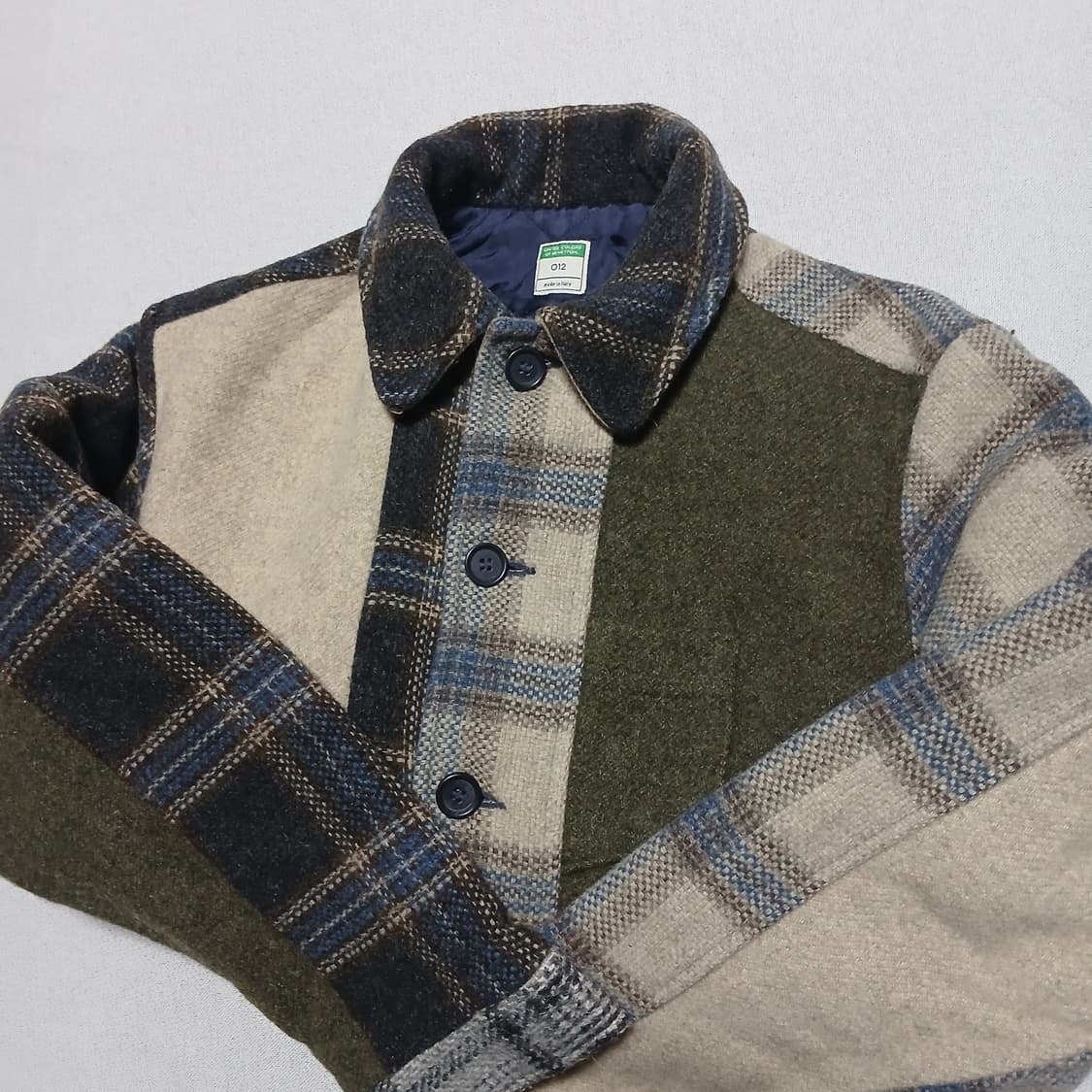 해외판 빈티지 모직 울 느낌의원단 누빔 체크 점퍼 자켓 상품이미지1