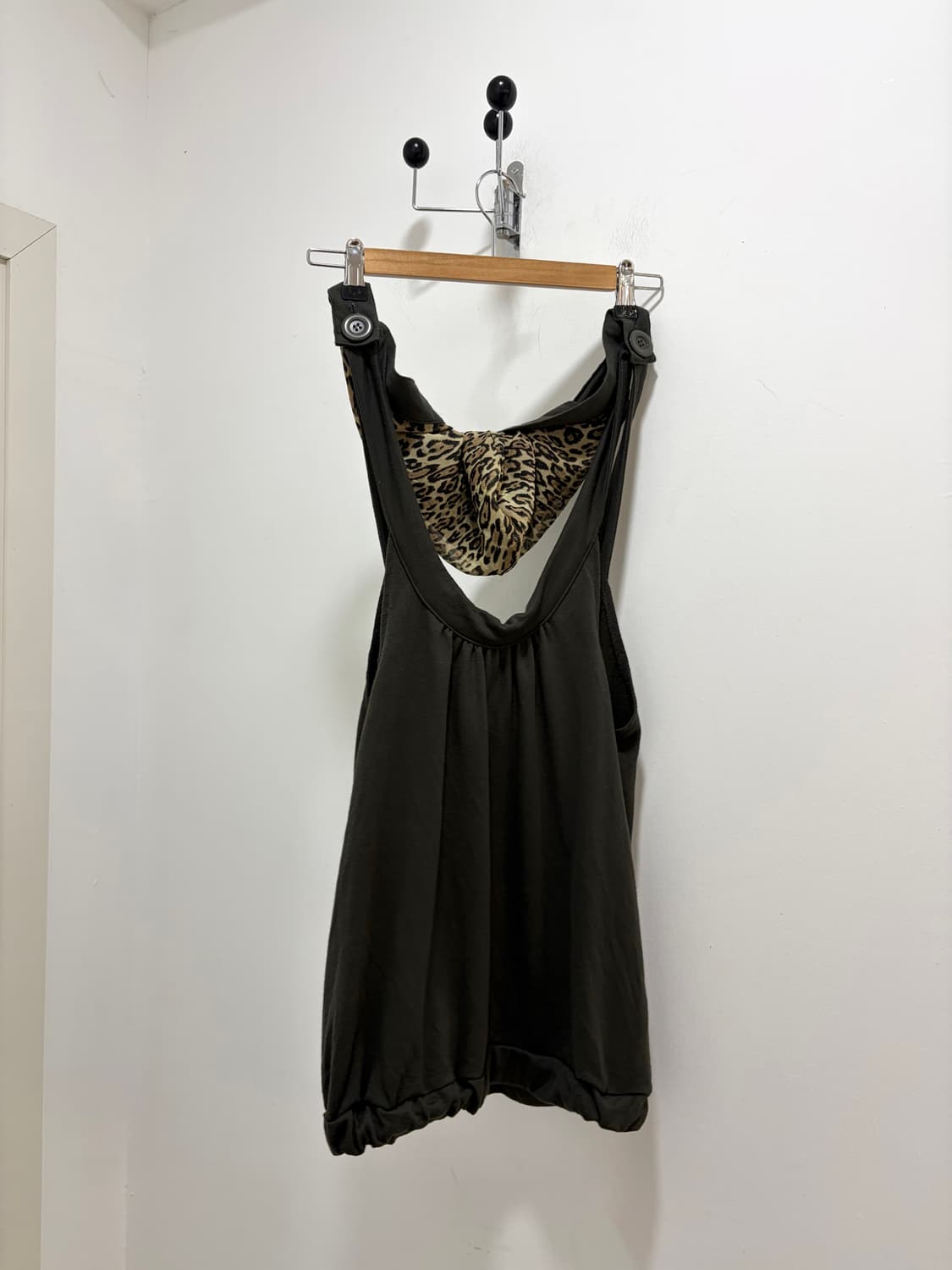 갸루 레오파드 후드 슬리브리스 민소매 상품이미지1