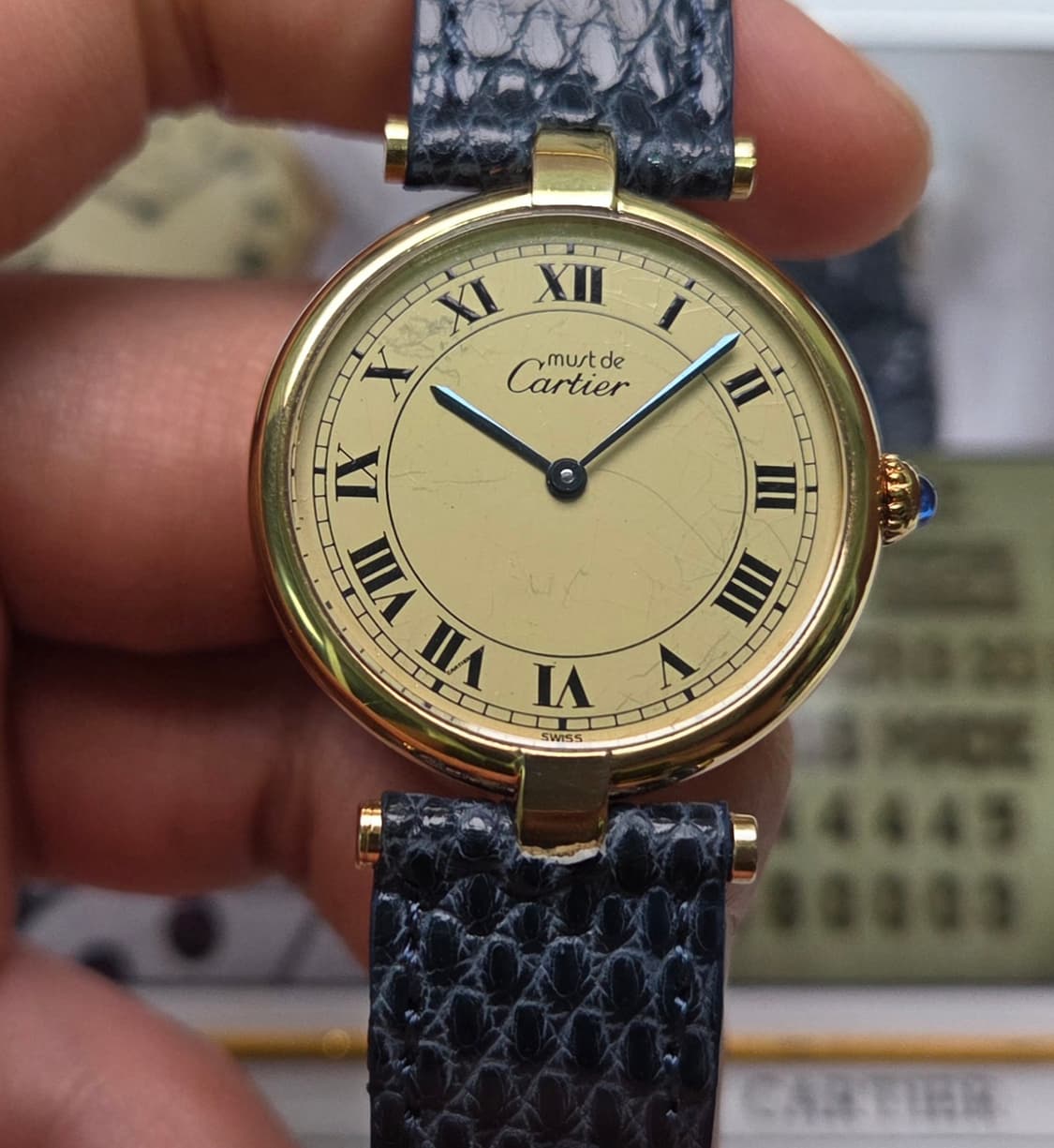 빈티지 까르띠에 머스트드 방돔 오리지널 스파이더 다이얼 남성용 (감정서  상품이미지3