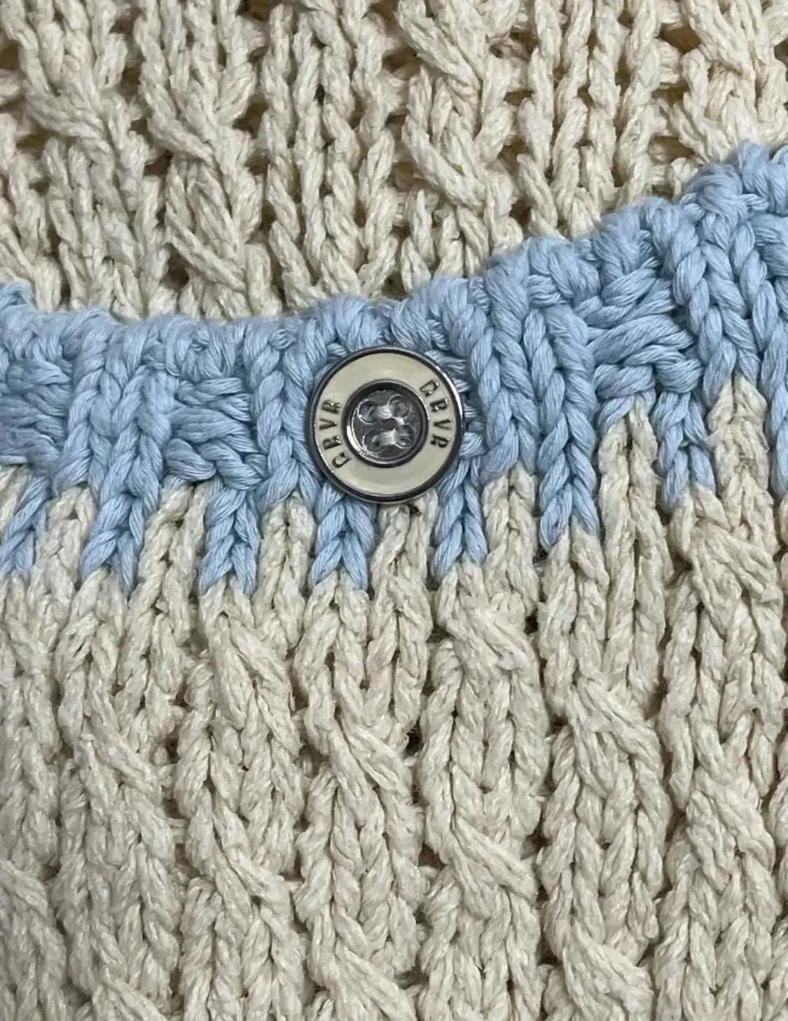 그로브스토어 가디건 소라 크림 줄리 크롭 포켓 스웨터 니트 하늘색  상품이미지3