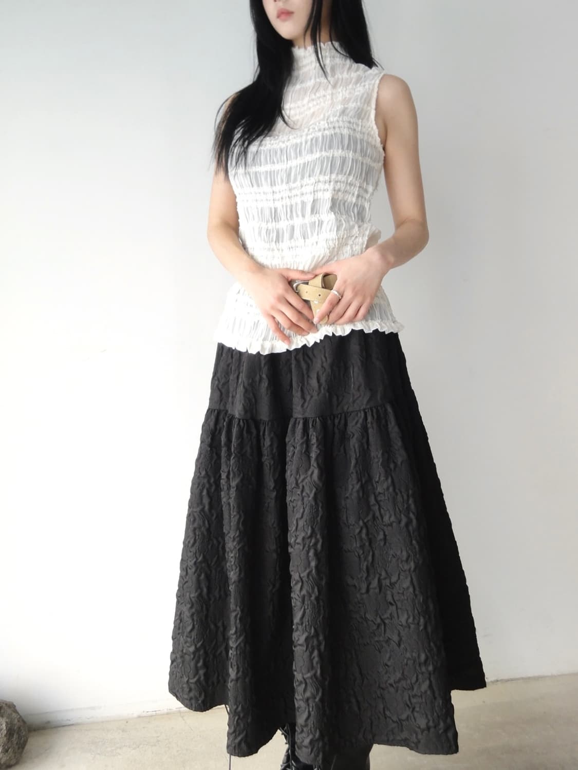 GHOSPELL milk shirring sleeveless 상품이미지4