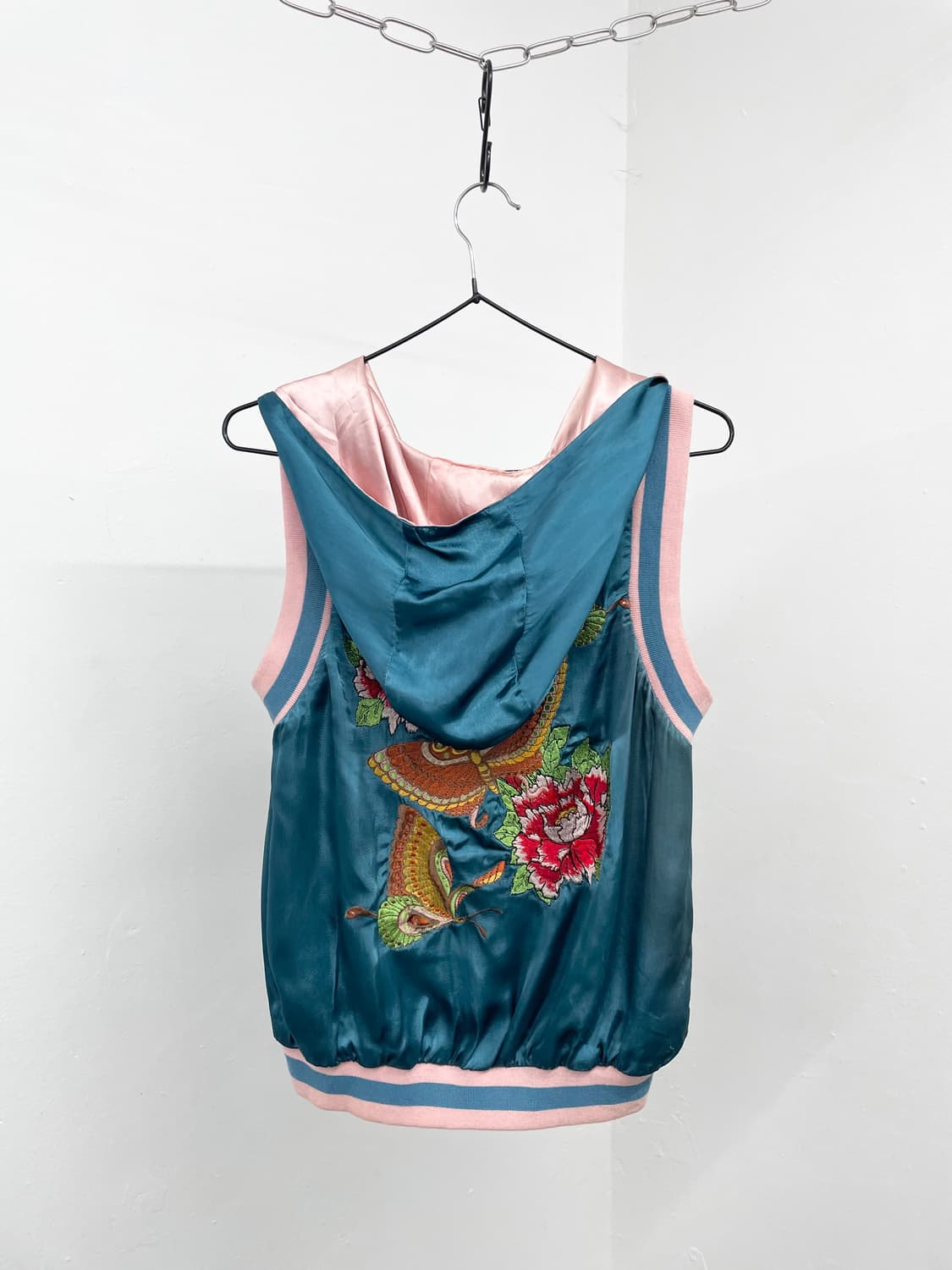 JPN 새틴 오리엔탈 자수 후드 베스트 스카잔*레어 상품이미지9