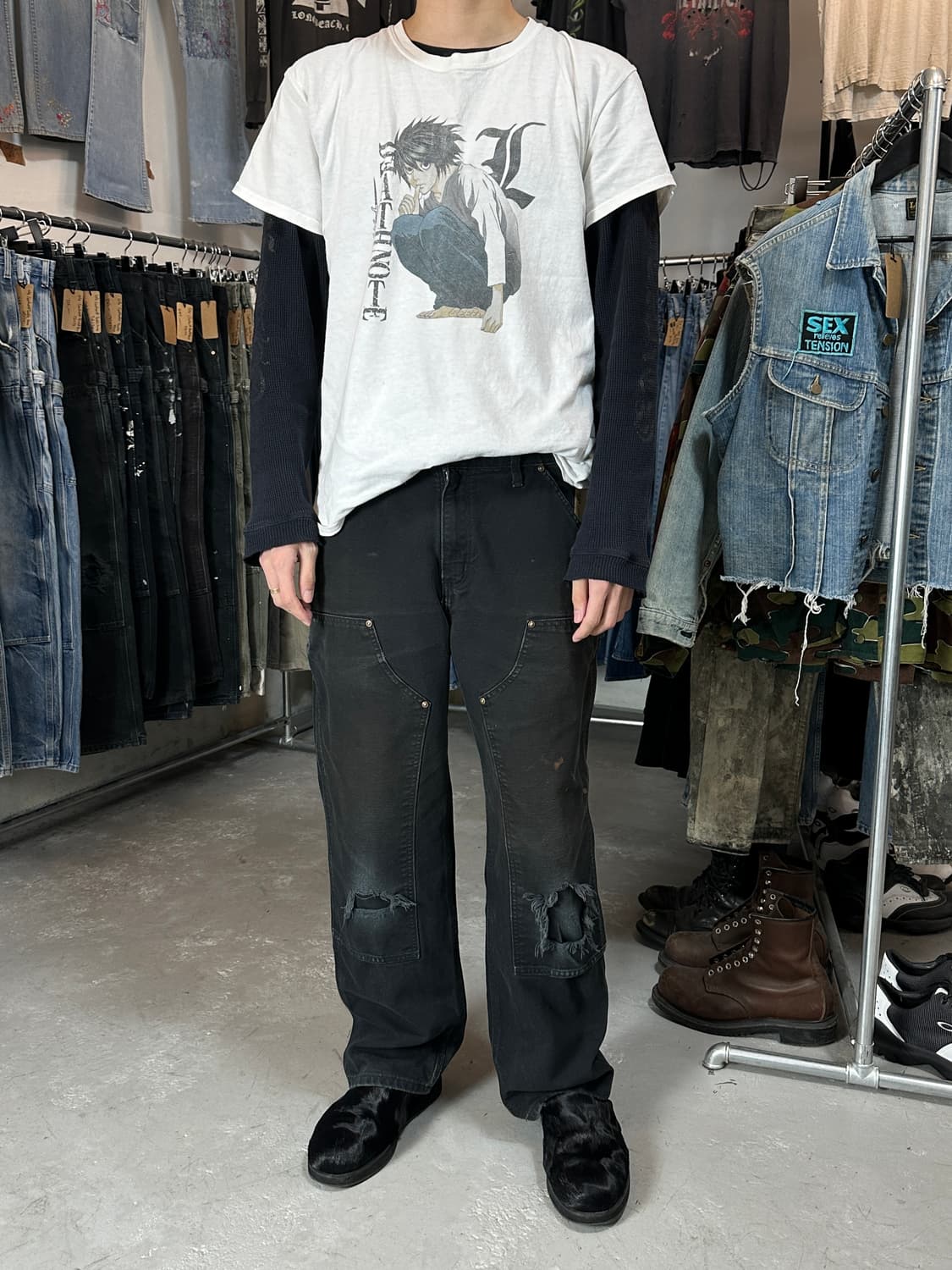 OG 칼하트 B01 더블니 블랙 칼하트 썩블니 워크팬츠 상품이미지4