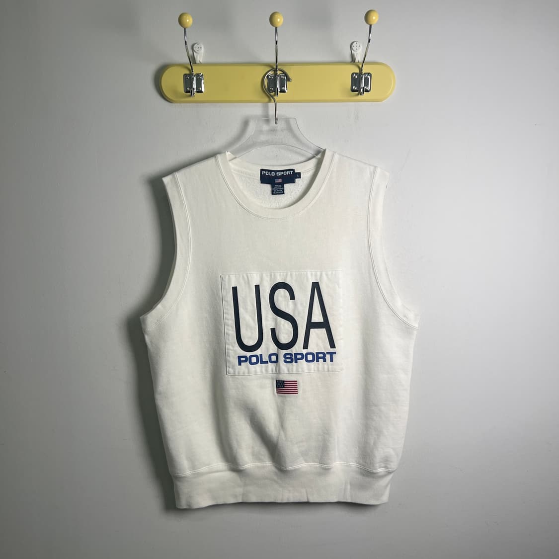 90's 폴로 스포츠 오리지널 빈티지 USA 성조기 슬리브리스 베스트 L 상품이미지2